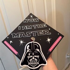 Star Wars 'Now I Am The Master' Graduation Cap - Black with red Lightsabers